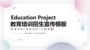 Templat PPT untuk promosi pendaftaran pelatihan pendidikan latar belakang titik hijau muda merah muda