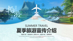 Blaue coole PPT-Vorlage für Sommertourismusförderung