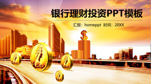 PPT template of financial financing investment with golden architecture and currency background