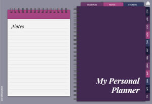 Planner digital pessoal sem data com adesivos. Versões de janeiro a dezembro e de agosto a julho.