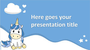 Google 슬라이드 또는 PowerPoint용 유니콘이 포함된 Mateo 무료 귀여운 템플릿