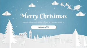 Plantilla de presentación gratuita de tarjeta de Navidad cortada en papel - Tema de Google Slides y plantilla de PowerPoint