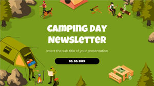 Șablon de prezentare gratuit pentru Buletin informativ Ziua campingului – Tema Prezentări Google și șablon PowerPoint