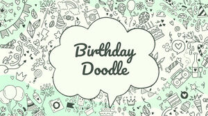 Urodzinowy Doodle Darmowy szablon prezentacji – motyw Prezentacji Google i szablon PowerPoint