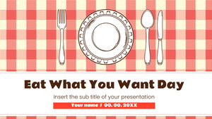 Modèle de présentation gratuit de la journée Mangez ce que vous voulez - Thème Google Slides et modèle PowerPoint