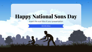Google Slaytlar teması ve PowerPoint Şablonu için Mutlu Ulusal Oğullar Günü Ücretsiz Sunum Tasarımı