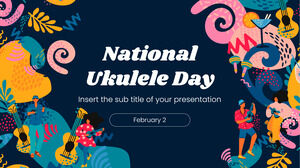 Google Slaytlar teması ve PowerPoint Şablonu için Ulusal Ukulele Günü Ücretsiz Sunum Tasarımı