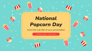 Бесплатный дизайн презентации Национального дня попкорна для темы Google Slides и шаблона PowerPoint