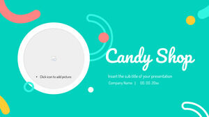 Modelo de PowerPoint grátis da Candy Shop e tema do Google Slides