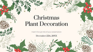 Design de fundal gratuit pentru decorarea plantelor de Crăciun pentru tema Google Slides și șablon PowerPoint
