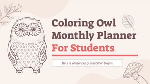 Agenda mensile gufo da colorare per studenti