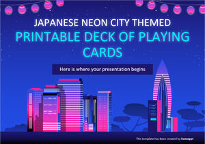 مجموعة أوراق اللعب القابلة للطباعة تحت عنوان مدينة النيون اليابانية