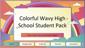 Pacote de estudante colorido ondulado do ensino médio