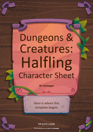 Dungeons and Creatures: Halbling-Charakterbogen