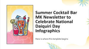 Boletim informativo Summer Cocktail Bar MK para comemorar o Dia Nacional do Daiquiri Infográficos