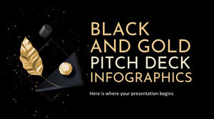 Infografía de Pitch Deck en negro y dorado