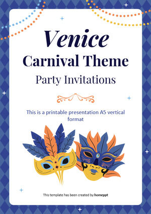 ヴェネツィアのカーニバルのテーマ パーティーの招待状