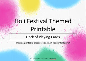 Baralho de cartas imprimíveis com tema do Festival de Holi