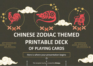 Mazzo di carte da gioco stampabile a tema zodiaco cinese