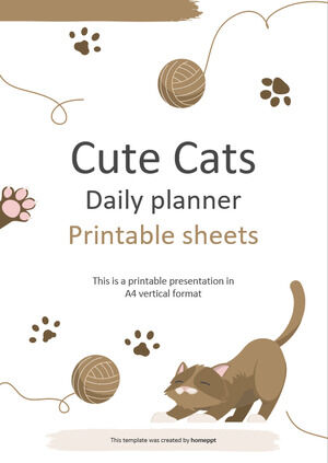 Hojas imprimibles del planificador diario de gatos lindos