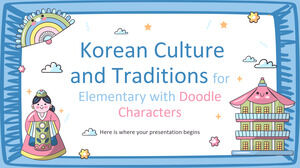 帶有塗鴉字符的小學韓國文化和傳統