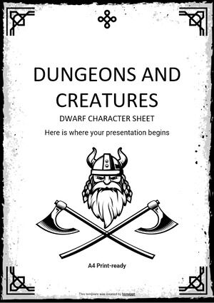 Dungeons and Creatures: karta postaci krasnoludów