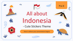 كل شيء عن إندونيسيا - موضوع ملصقات لطيف لمرحلة ما قبل الروضة