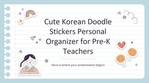 可爱的韩国涂鸦贴纸学前班教师个人收纳袋