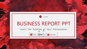 紅色墨水業務報告 PowerPoint 模板