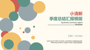 PPT template for quarterly work summary report of colorful dots and small fresh