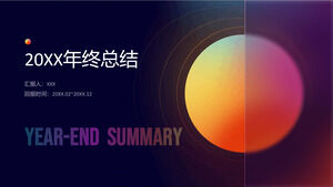 Blue-orange ground-glass dispersion wind year-end summary ppt template