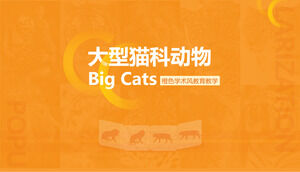 Templat ppt courseware pengetahuan kucing besar gaya akademik oranye