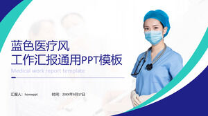 Ogólny szablon ppt dla raportu z pracy w niebieskim stylu medycznym