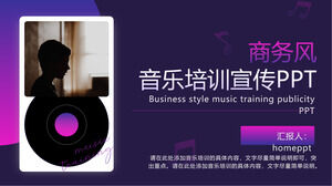 Template PPT untuk pelatihan musik dan publisitas gaya bisnis gradien ungu
