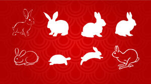 Descarga del paquete de material de vector de conejo de dibujos animados de silueta de conejo año del conejo