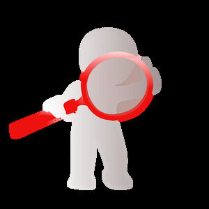 3D small person holding magnifying glass observation without matting (10 pieces)