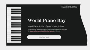 Design de fundal gratuit pentru Ziua Mondială a Pianului pentru teme Google Slides și șabloane PowerPoint