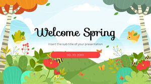 Willkommen Spring Free Presentation Background Design für Google Slides-Themen und PowerPoint-Vorlagen