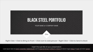Black Steel Portfolio Kostenloses Präsentationshintergrunddesign für Google Slides-Themen und PowerPoint-Vorlagen