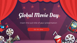 Google スライドのテーマと PowerPoint テンプレートのグローバル映画の日無料プレゼンテーション背景デザイン