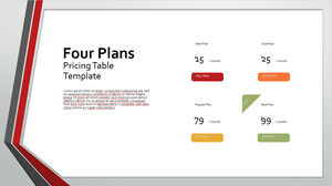Modelo de Powerpoint gratuito para quatro planos de preços Corporativo