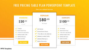 Modèle Powerpoint gratuit pour le plan de tableau de prix Orange