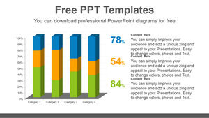 Plantilla de PowerPoint gratuita para gráfico de barras de pilares 3D