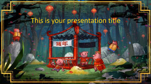 中国の旧正月 (豚)。 無料の PowerPoint テンプレートと Google スライドのテーマ