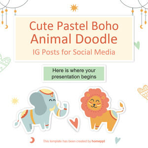 用于社交媒体的可爱粉彩波西米亚动物涂鸦 IG 帖子