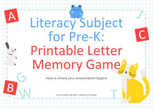 Przedmiot umiejętności czytania i pisania dla Pre-K: gra pamięciowa z literami do wydrukowania