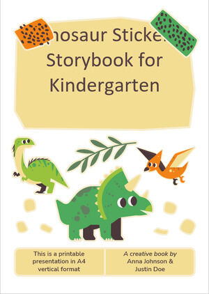 Carte de povești cu autocolante cu dinozauri pentru grădiniță
