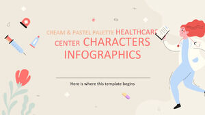 Infográficos de personagens de centro de saúde de paleta de creme e pastel