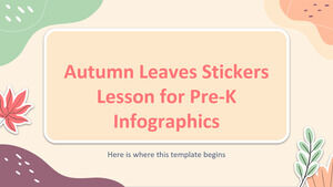 Lição de adesivos de folhas de outono para infográficos pré-escolares