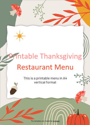 Druckbare Thanksgiving-Restaurantkarte